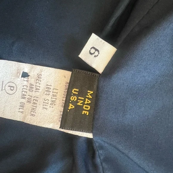 Norma Kamali Blue Leather Jacket with Fur Trim - Picture 4 of 4